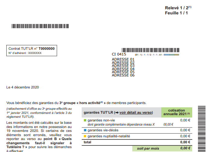 Relevé de cotisations adhérent