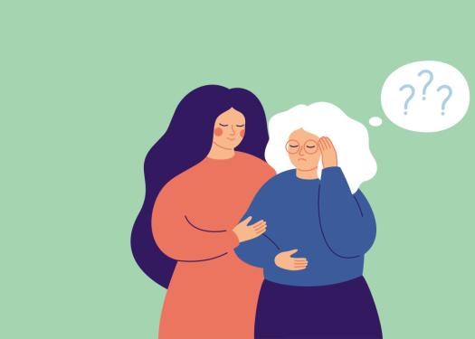 Femme aidant une personne âgée